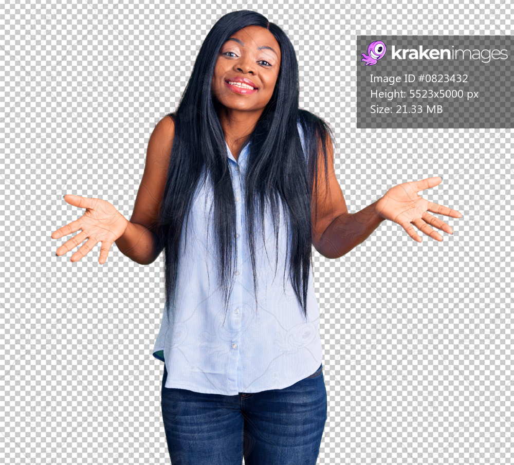 Young african american woman wearing casual clothes clueless and confused expression with arms and hands raised. doubt concept.