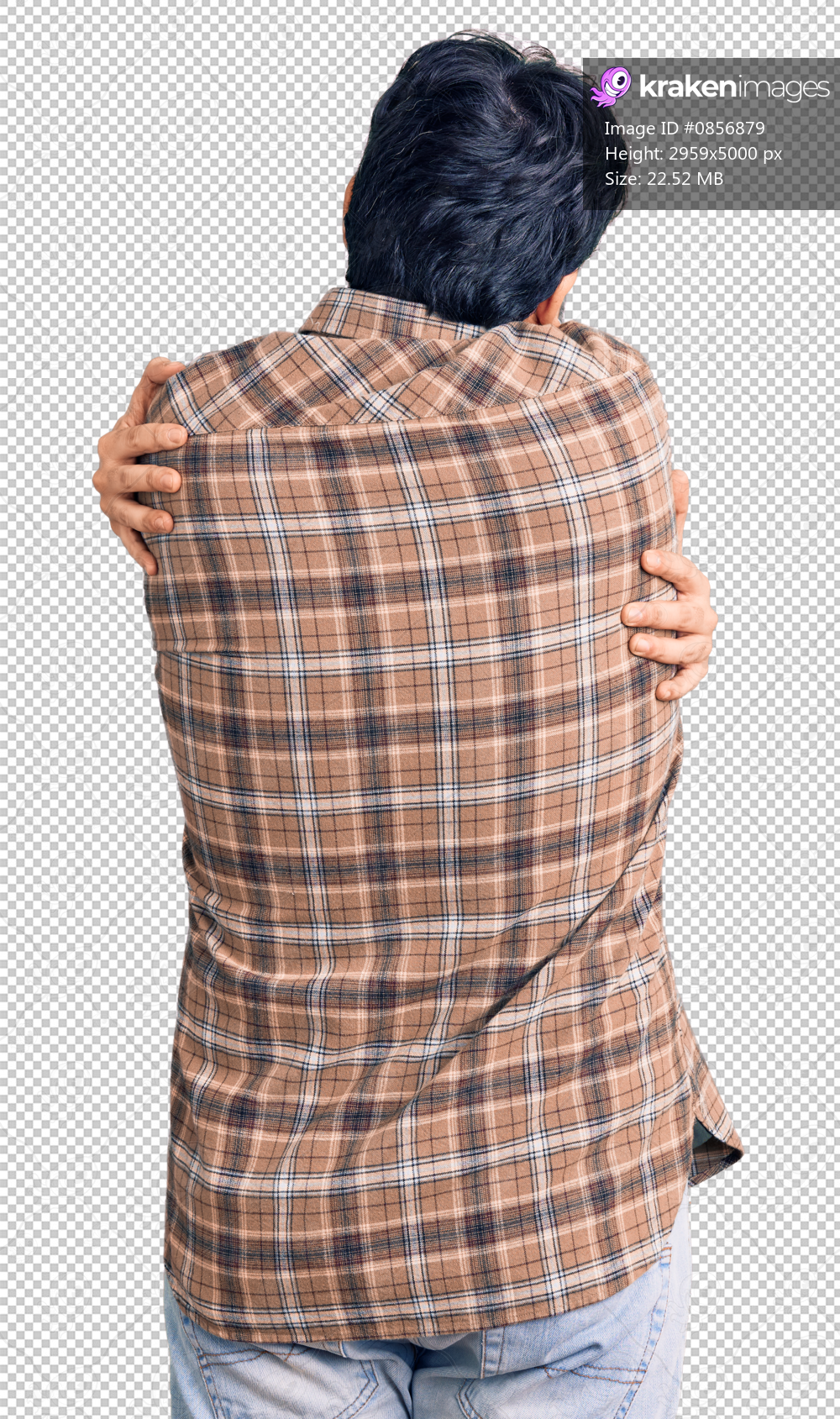 Young hispanic man wearing casual clothes hugging oneself happy and positive from backwards. self love and self care