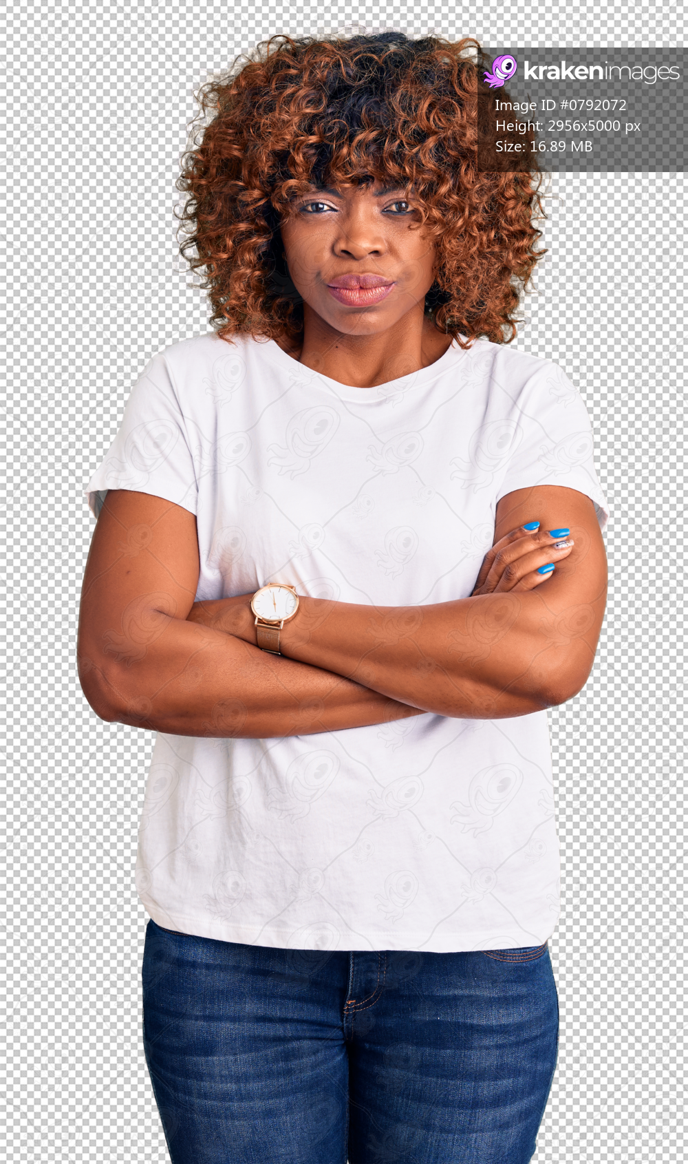 Young african american woman wearing casual white tshirt skeptic and nervous, disapproving expression on face with crossed arms. negative person.
