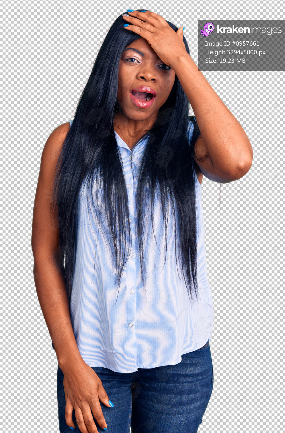Young african american woman wearing casual clothes surprised with hand on head for mistake, remember error. forgot, bad memory concept.