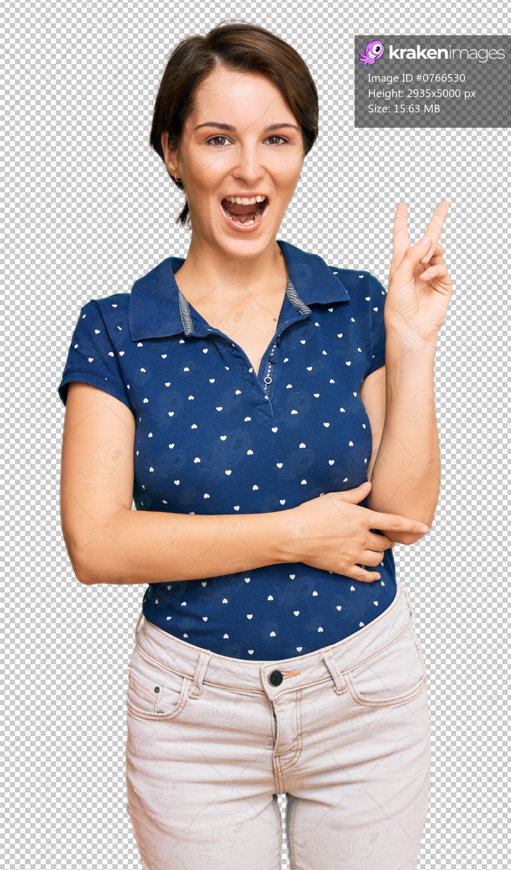 Young brunette woman with short hair wearing casual clothes smiling with happy face winking at the camera doing victory sign. number two.