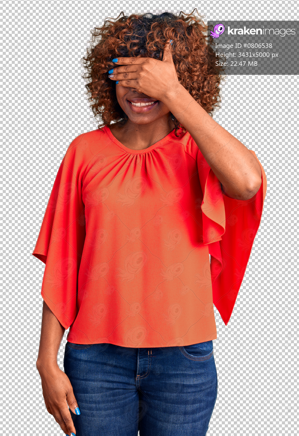 Young african american woman wearing casual clothes smiling and laughing with hand on face covering eyes for surprise. blind concept.