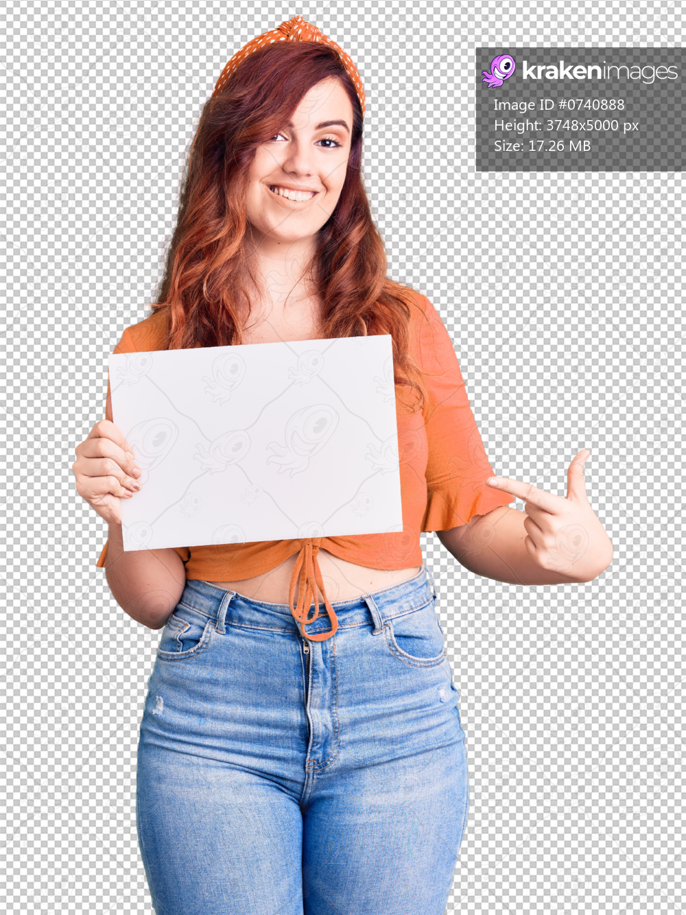 Young beautiful woman holding cardboard banner with blank space smiling happy pointing with hand and finger