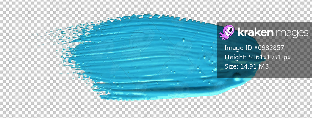 Turquoise blue brush stroke paiting over isolated background, canvas watercolor texture