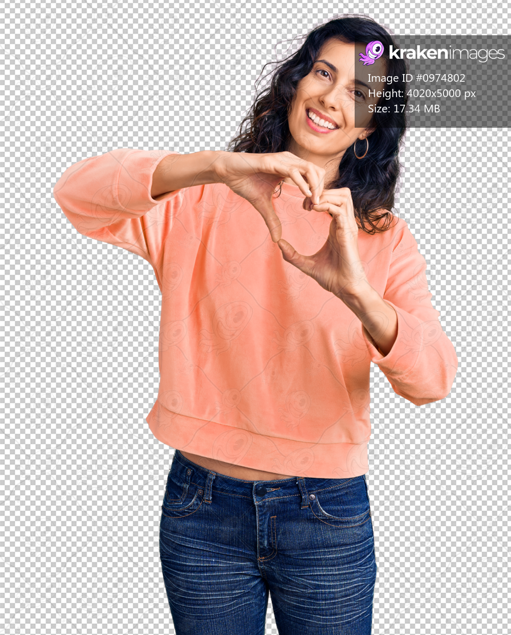 Young beautiful hispanic woman wearing casual clothes smiling in love doing heart symbol shape with hands. romantic concept.