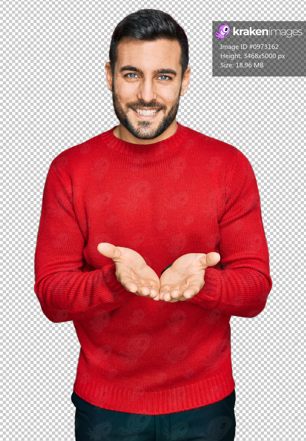 Young hispanic man wearing casual clothes smiling with hands palms together receiving or giving gesture. hold and protection