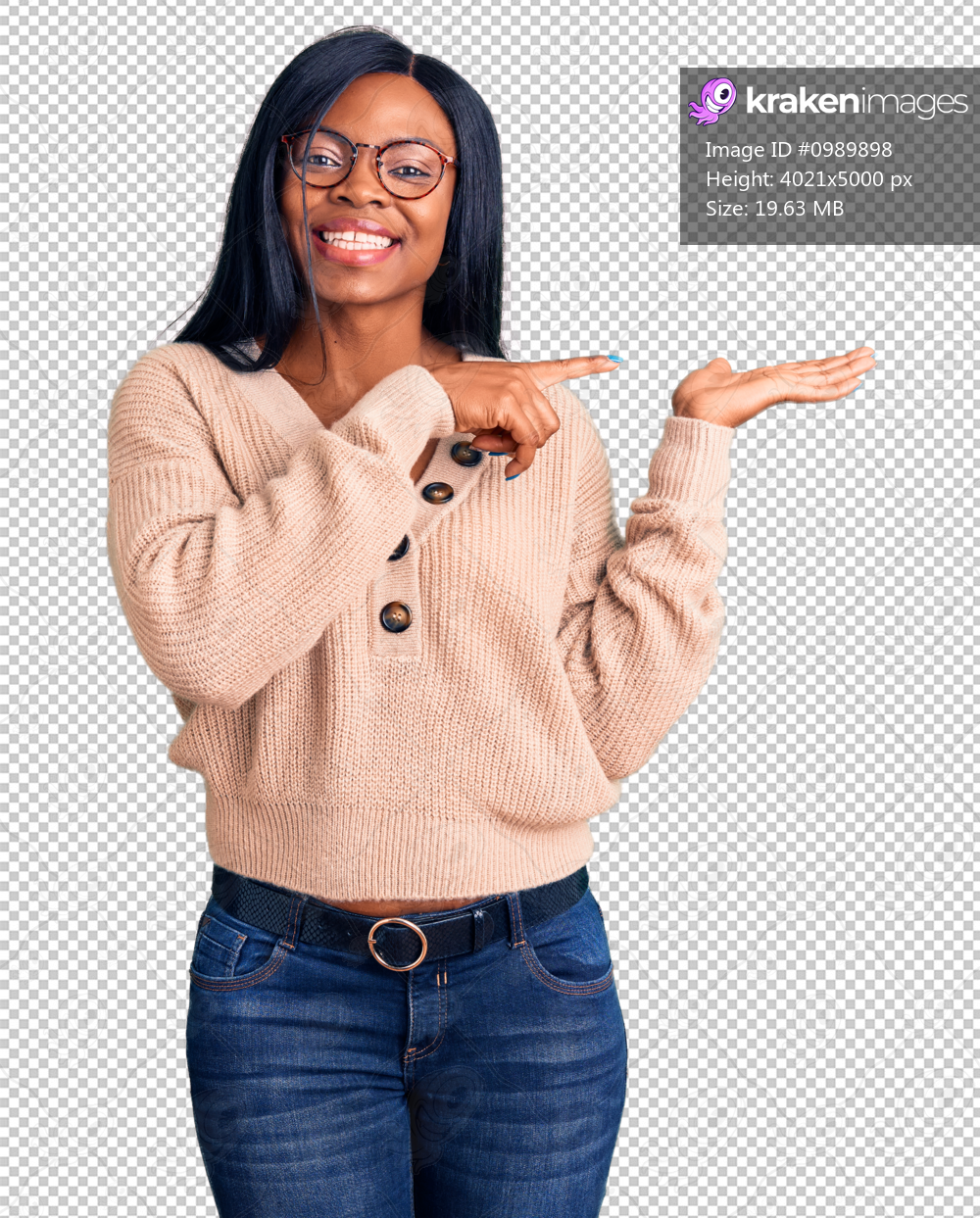Young african american woman wearing casual clothes amazed and smiling to the camera while presenting with hand and pointing with finger.