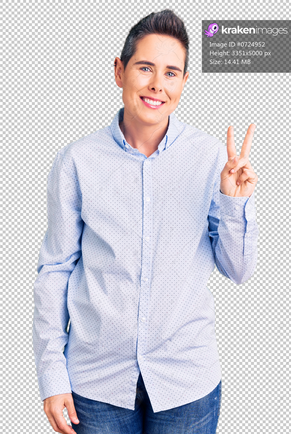 Young woman with short hair wearing business clothes showing and pointing up with fingers number two while smiling confident and happy.