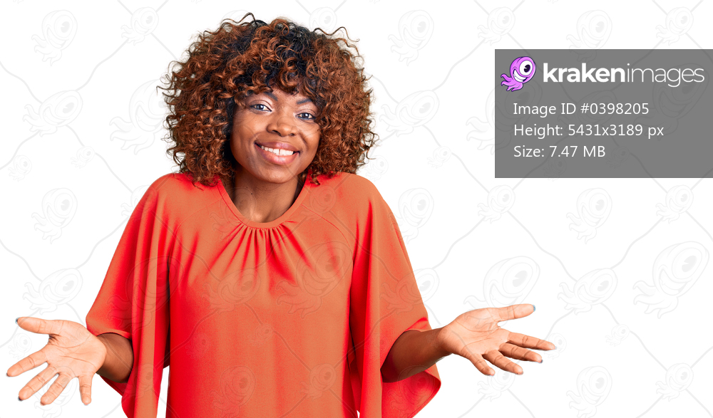Young african american woman wearing casual clothes clueless and confused expression with arms and hands raised. doubt concept. 