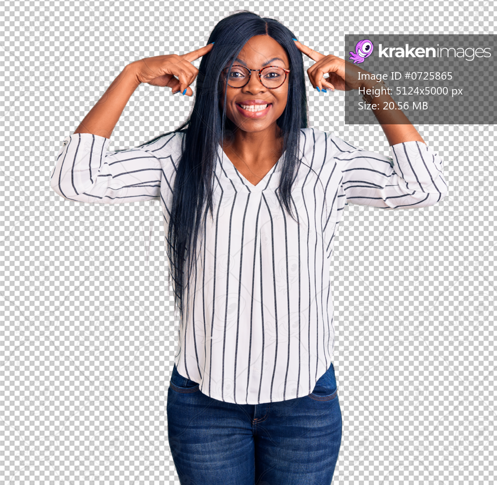 Young african american woman wearing casual clothes and glasses smiling pointing to head with both hands finger, great idea or thought, good memory