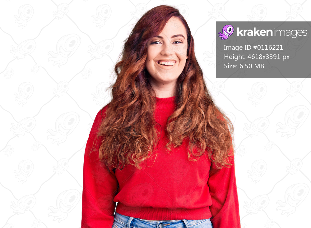 Young beautiful woman wearing casual winter sweater with a happy and cool smile on face. lucky person. 