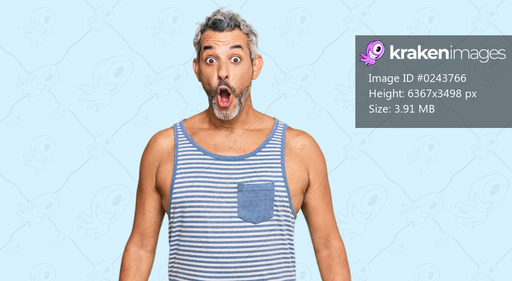 Middle age grey-haired man wearing casual style with sleeveless shirt scared and amazed with open mouth for surprise, disbelief face 