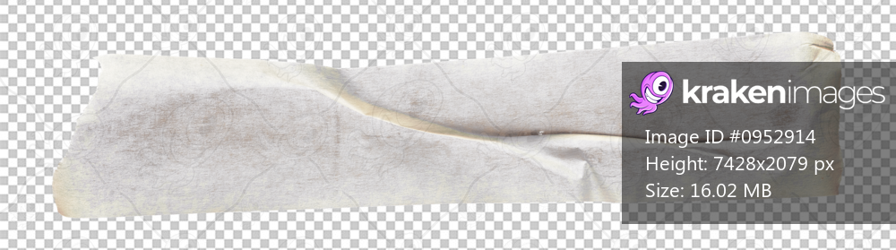 White adhesive paper tape stick over isolated background, blank fastening packaging wrinkled sticker