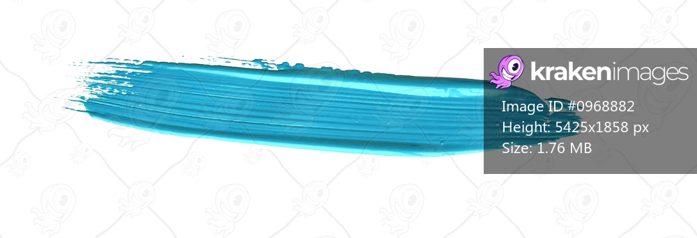 Turquoise blue brush stroke paiting over isolated background, canvas watercolor texture